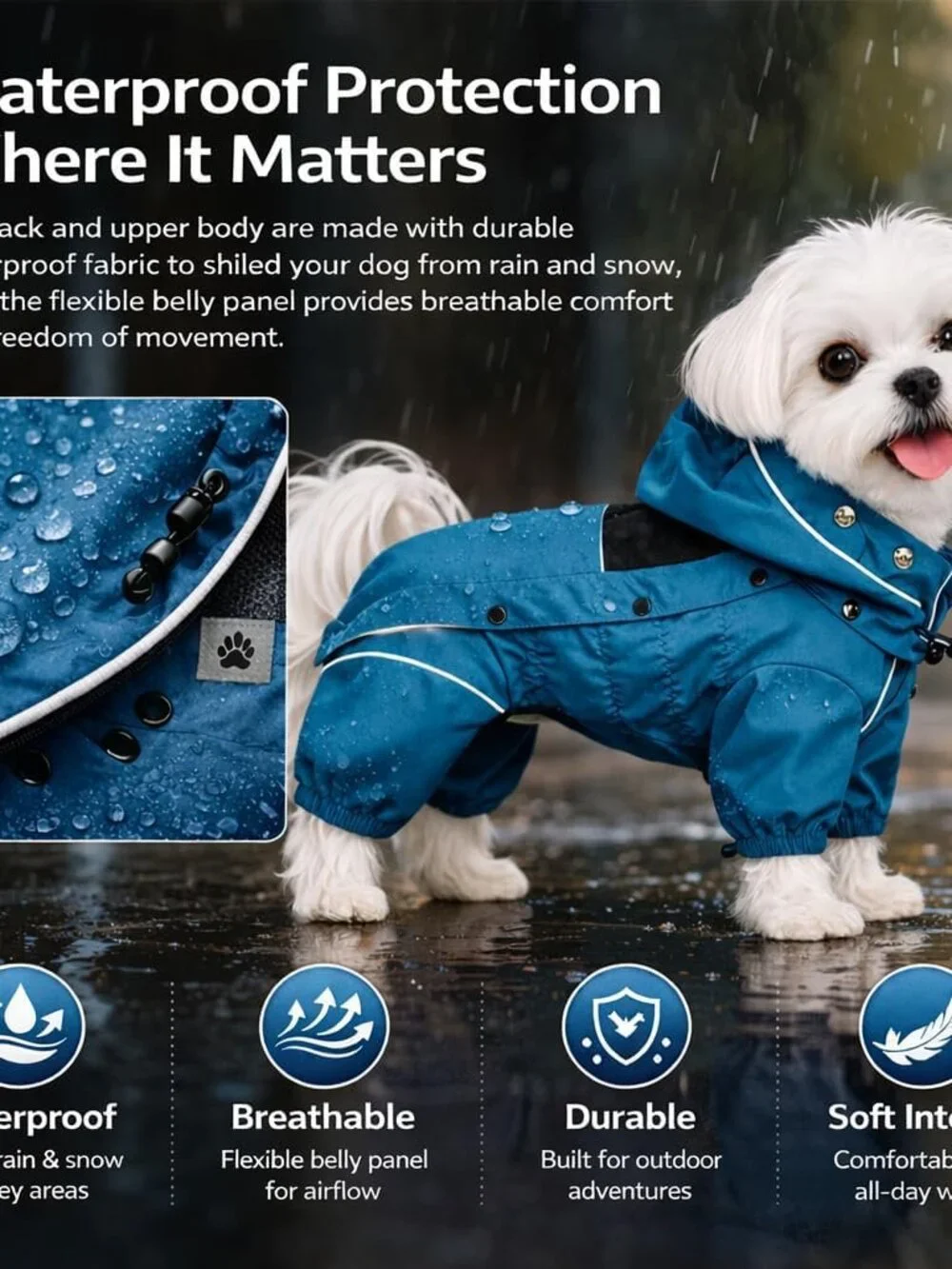 LOVELONGLONG Waterproof Dog Raincoat